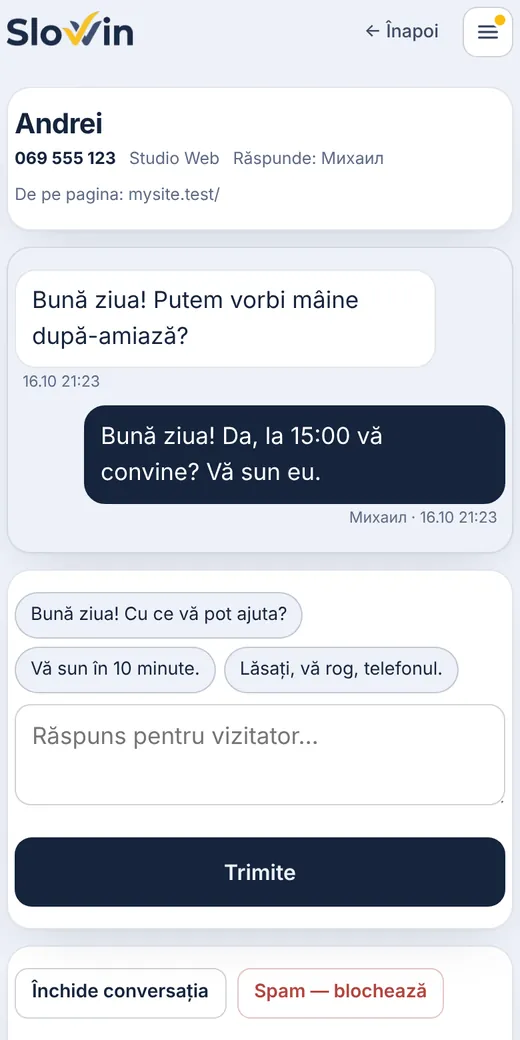 Răspunsul, șabloanele rapide, cine duce conversația.