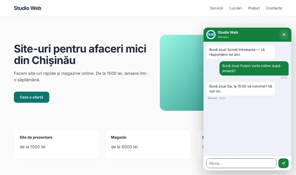 Același chat pe site-ul dumneavoastră — o linie de cod sau pluginul WordPress.