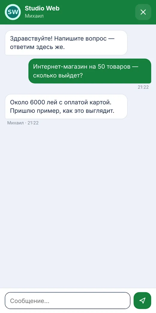 У посетителя на телефоне — окно на весь экран.