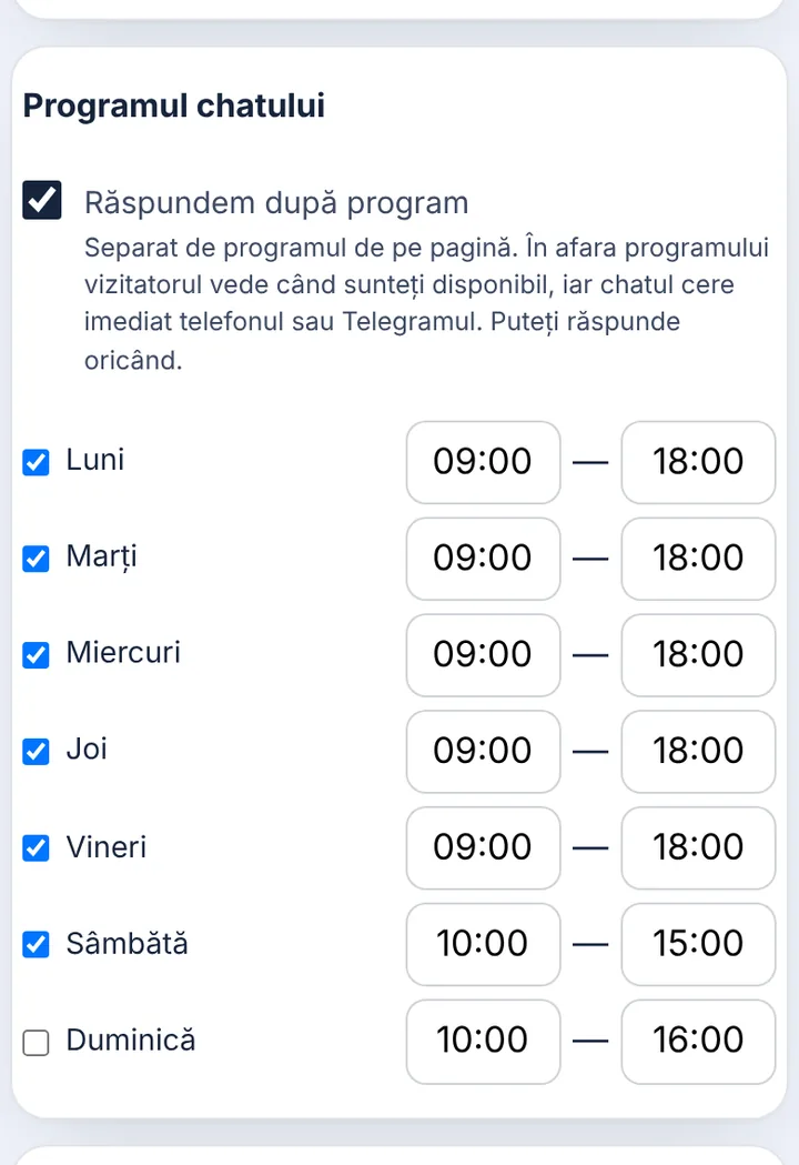 Programul chatului