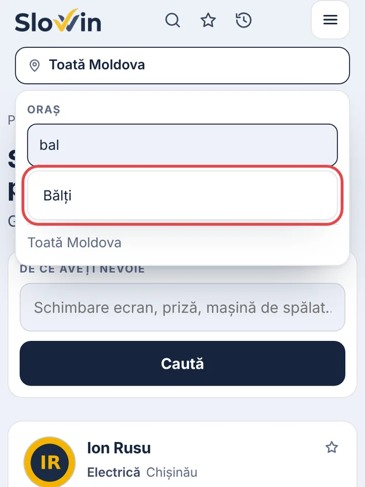 Scrieți primele litere