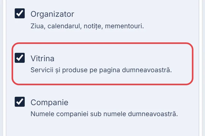 Porniți vitrina