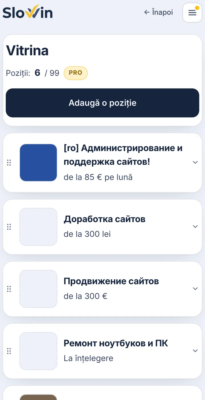 Adăugați poziții