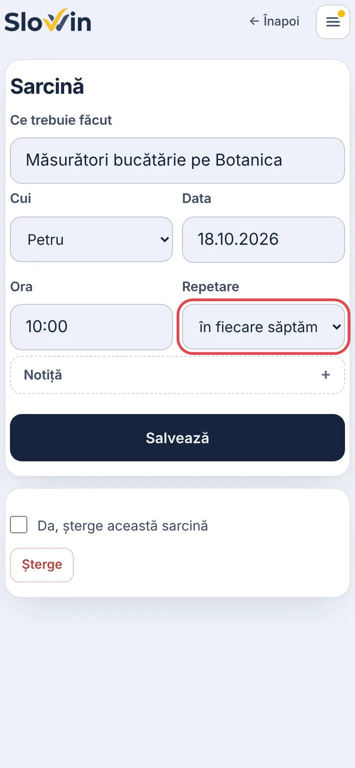 Alegeți repetarea