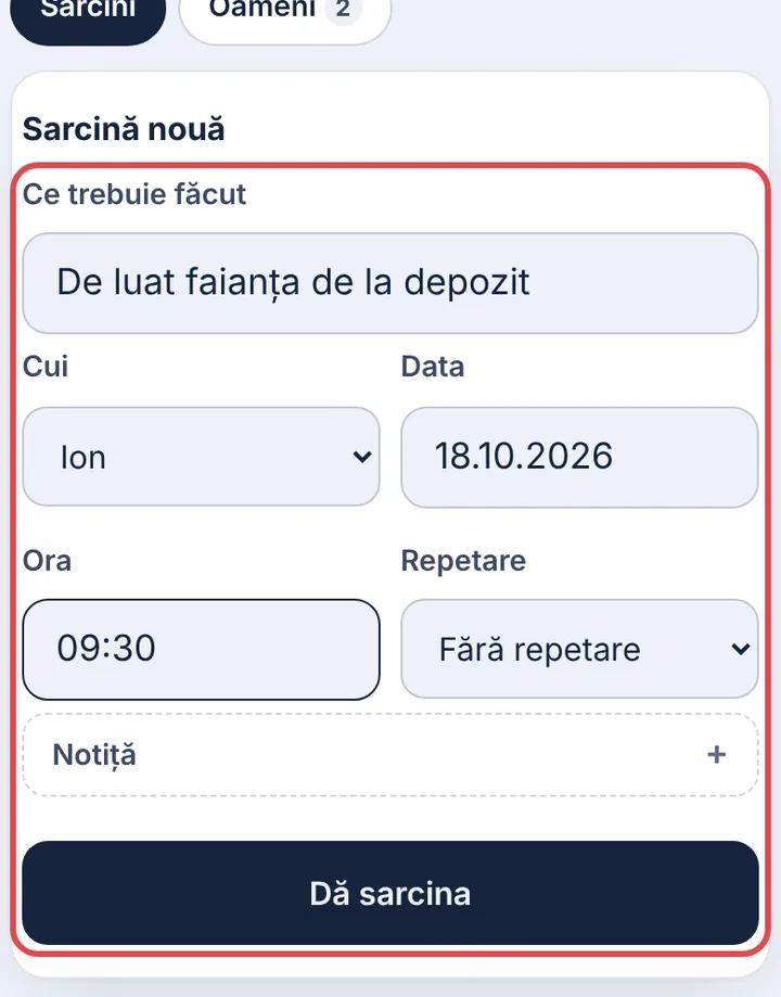 Completați formularul
