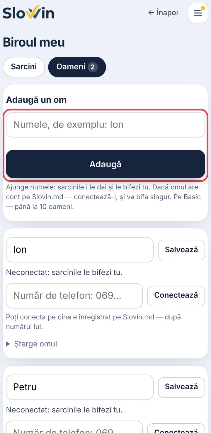 Adăugați un om