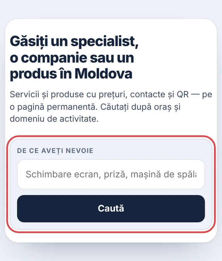 Căutarea pe prima pagină