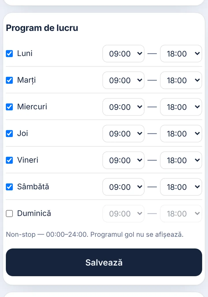 Setați programul